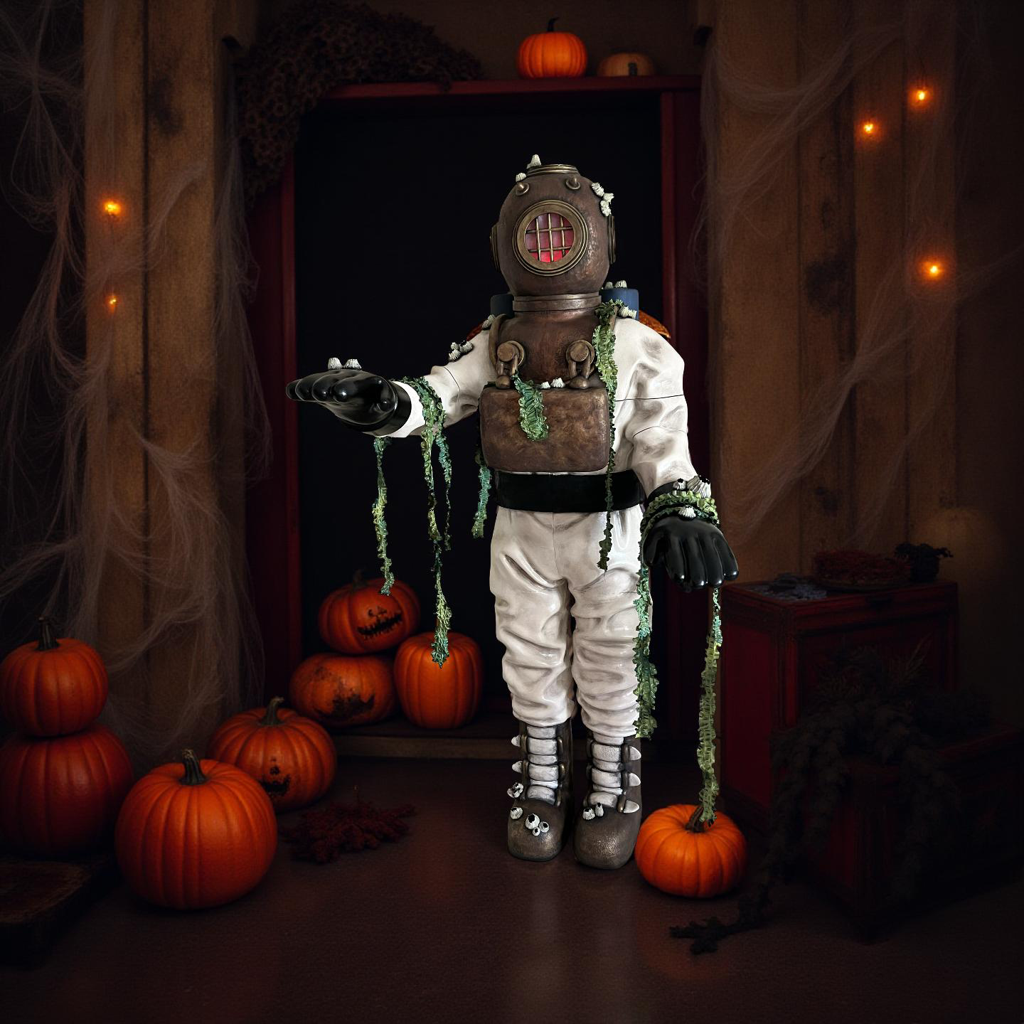 Life-Size Deep Sea Diver Halloween Prop - 3D Printed Nautical Sculpture