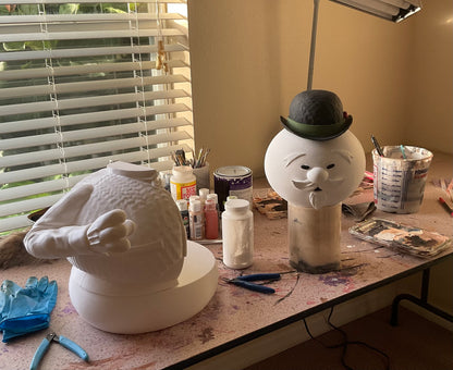 20” Hand painted snowman prop Christmas decor