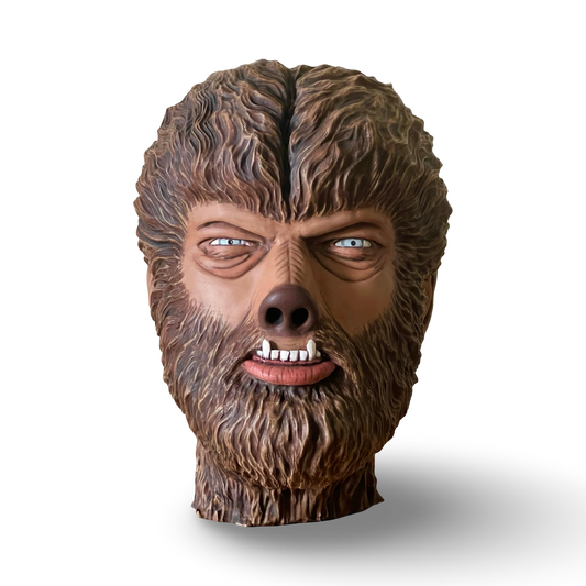 Hand-painted 9 1/2” Wolfman head-horror decor